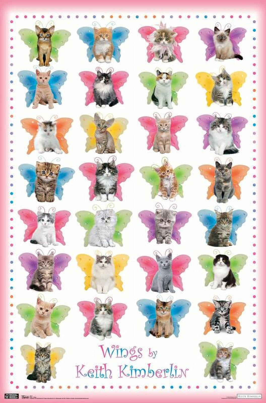 Keith Kimberlin - Kittens with Butterfly Wings Wall Poster, 22.375" x 34"