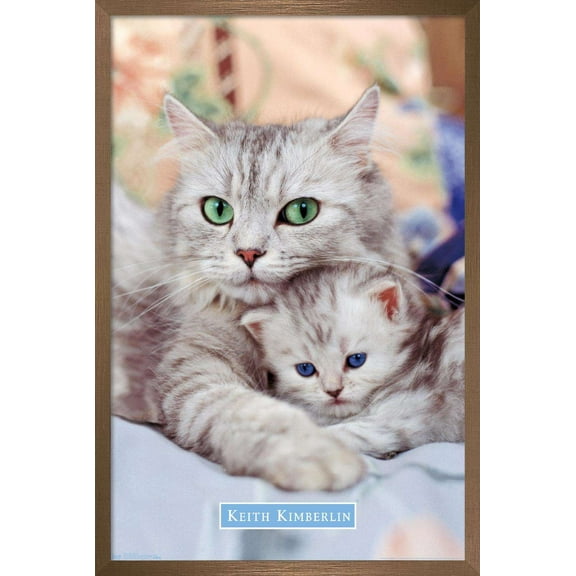 Keith Kimberlin - Momma and Kitten Wall Poster, 14.725" x 22.375", Framed