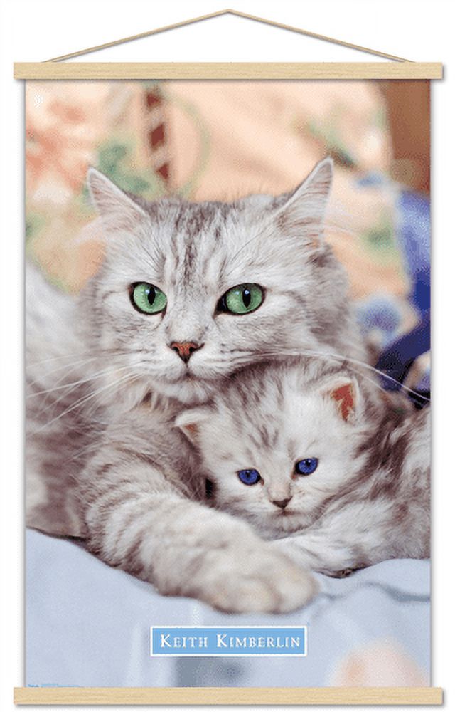 Keith Kimberlin - Momma and Kitten Wall Poster with Wooden Magnetic Frame, 22.375" x 34"