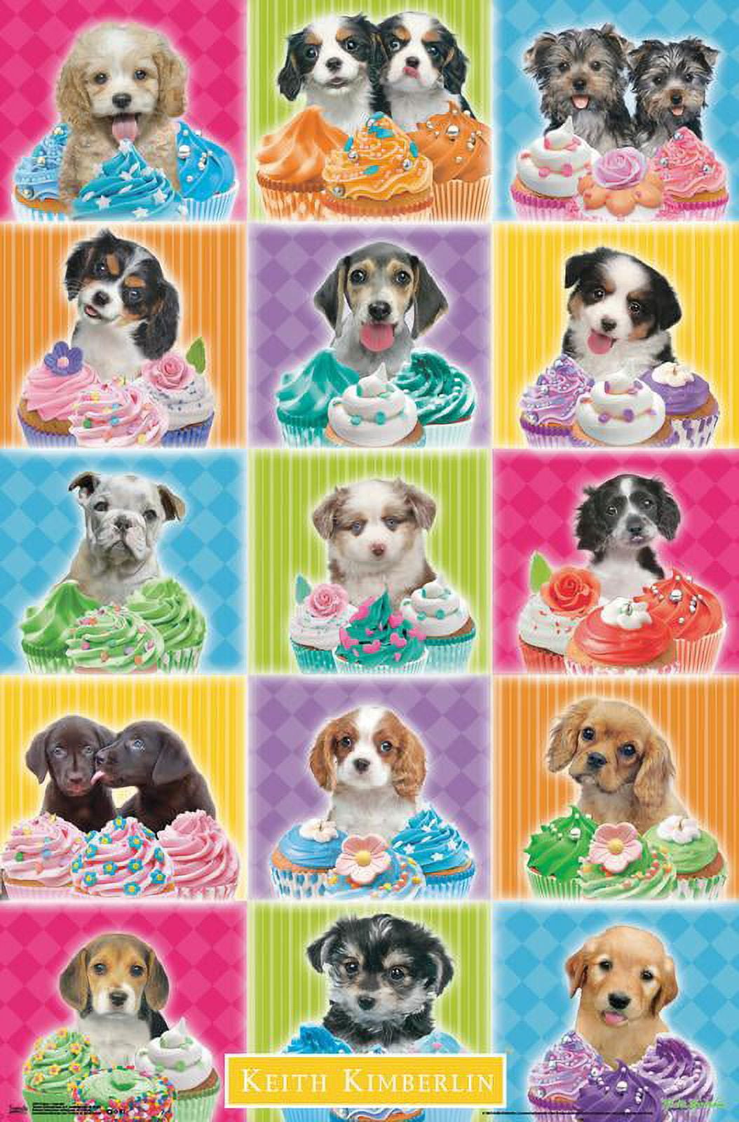 Keith Kimberlin - Puppies - Cupcakes Wall Poster, 22.375" x 34"