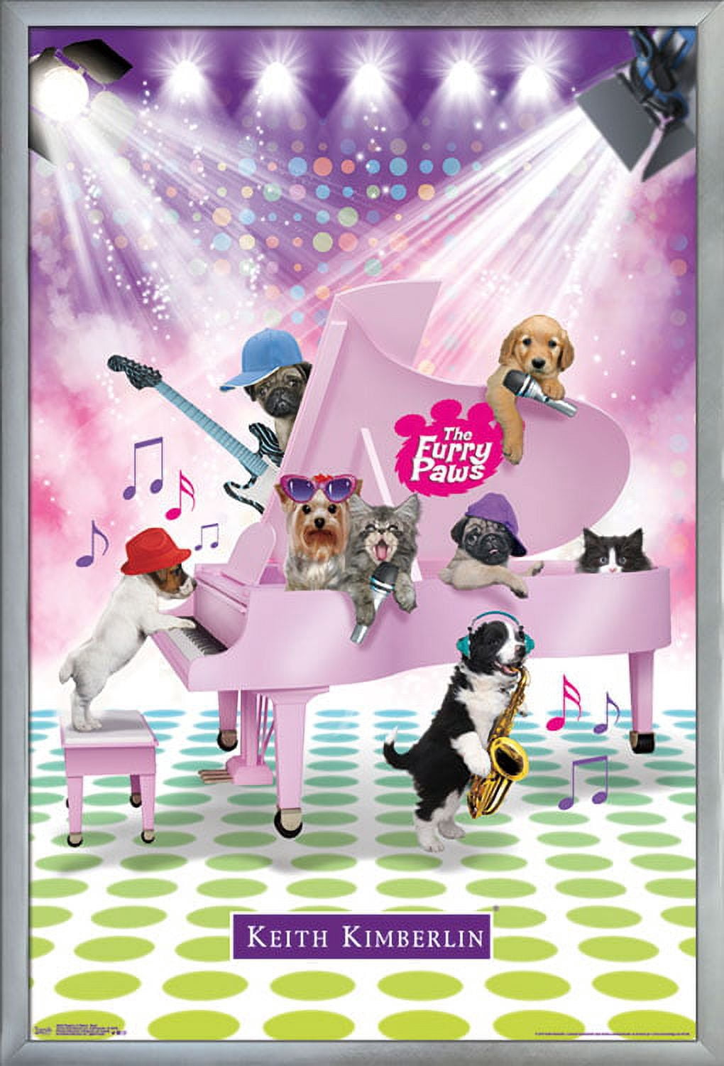 Keith Kimberlin - Puppies and Kittens Band Wall Poster, 22.375" x 34", Framed