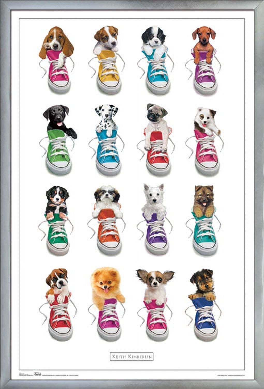 Keith Kimberlin - Puppies in Shoes Wall Poster, 22.375" x 34", Framed