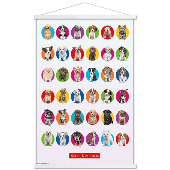 Keith Kimberlin - Puppy Grid Wall Poster with Wooden Magnetic Frame, 22.375" x 34"