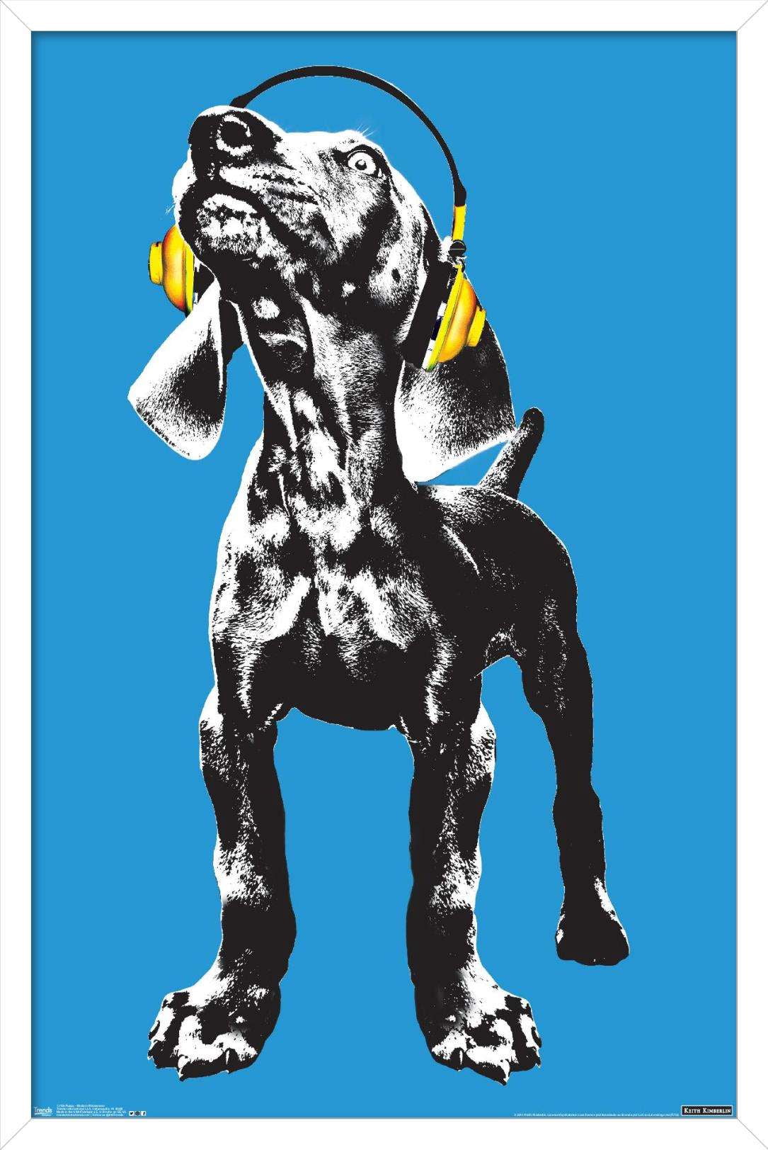 Keith Kimberlin - Puppy - Modern Weimaraner Pop Art Wall Poster, 14.725" x 22.375", Framed