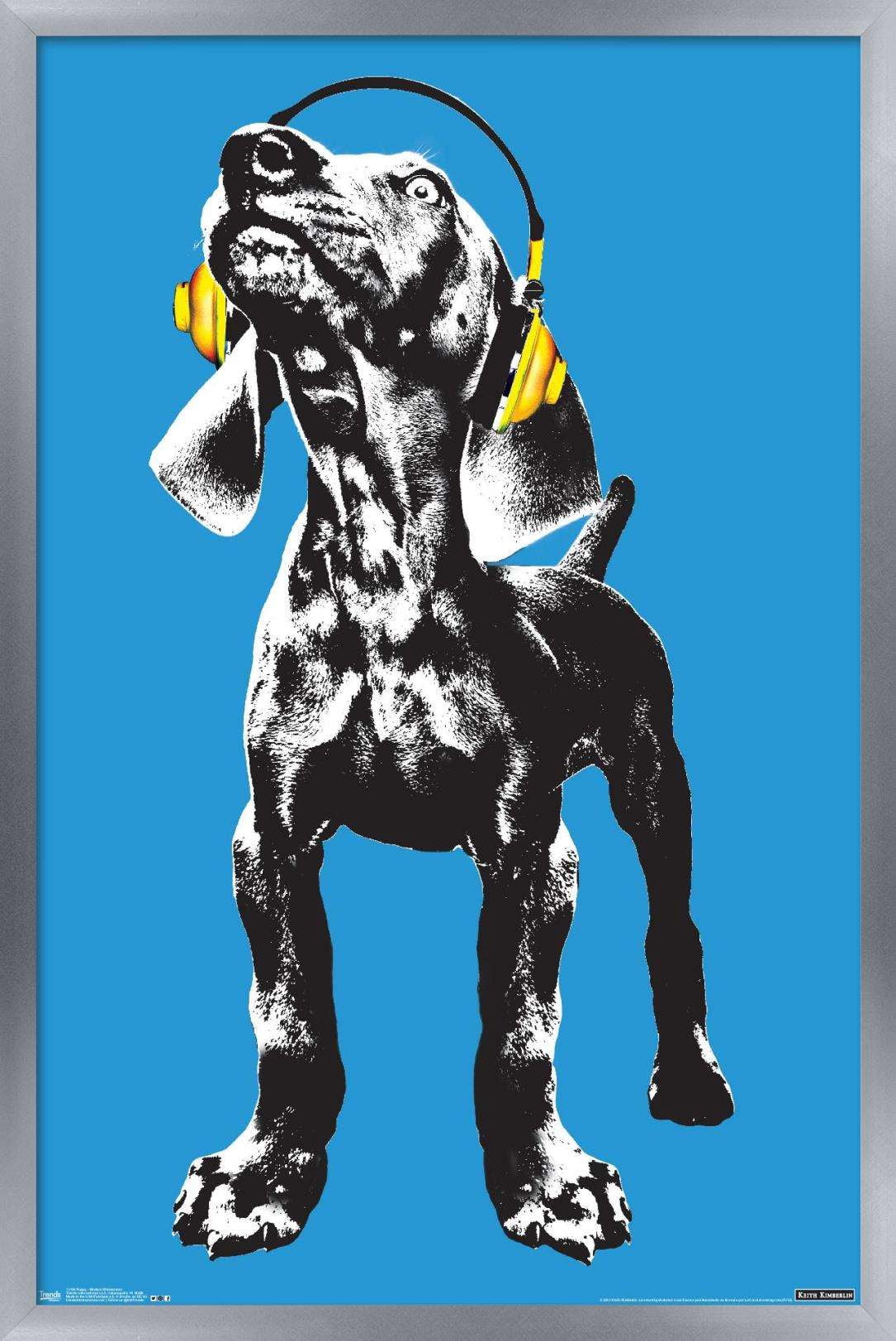 Keith Kimberlin - Puppy - Modern Weimaraner Pop Art Wall Poster, 14.725" x 22.375", Framed