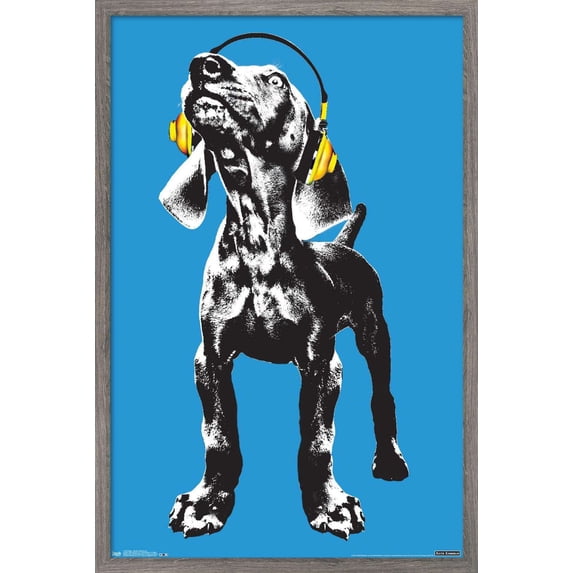 Keith Kimberlin - Puppy - Modern Weimaraner Pop Art Wall Poster, 22.375" x 34", Framed