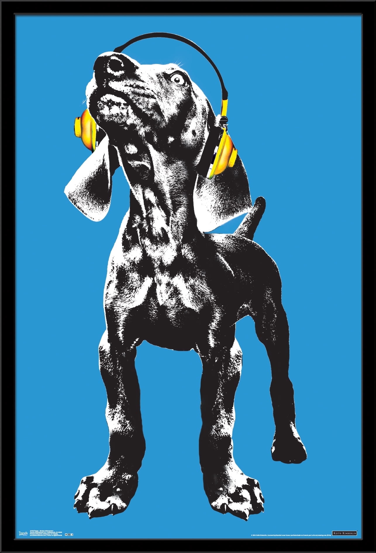 Keith Kimberlin - Puppy - Modern Weimaraner Pop Art Wall Poster, 22.375" x 34", Framed