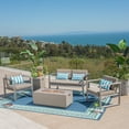 thumbnail image 1 of Keith Outdoor 5 Piece Aluminum Chat Set with Fire Pit and Tank Holder, Silver, Khaki, Light Gray, 1 of 14
