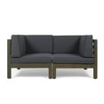 thumbnail image 1 of Keith Outdoor Acacia Wood Loveseat with Cushions, Gray and Dark Gray, 1 of 4