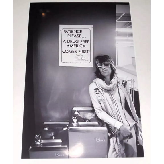 Keith Richards "Drug Free" Rolling Stones 1972 USA Tour Backstage Poster 19"x13"