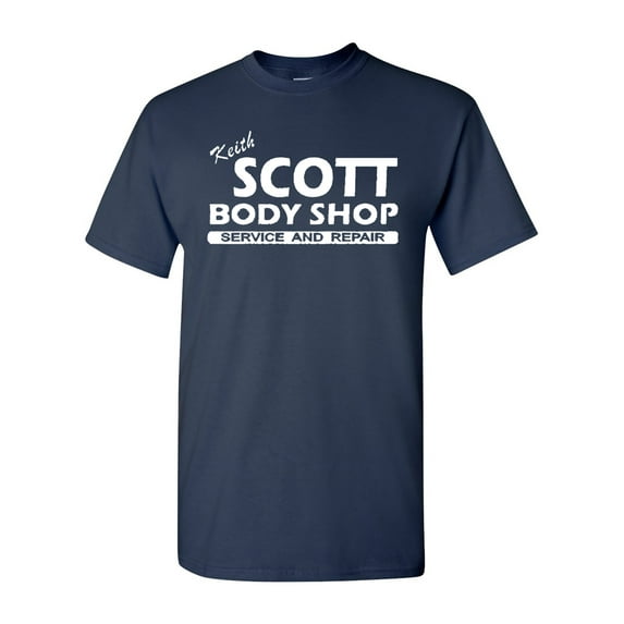 Keith Scott One Tree Hill Body Shop North Carolina TV Novelty Adult T-Shirt Tee (XXXX Large, Navy Blue w/ White)