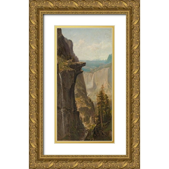 Keith, William 11x18 Gold Ornate Wood Framed with Double Matting Museum Art Print Titled - Yosemite Falls, from Glacier Point 1879