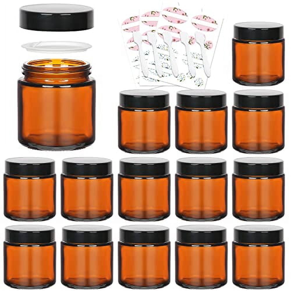 Keketin 4 oz Amber Glass Jars,15 Pack Empty Cosmetic Containers with