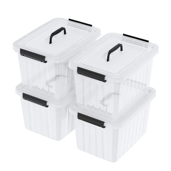 Kekow 18 L Clear Storage Bin with Lid, Clear Plastic Storage Totes, 4 ...