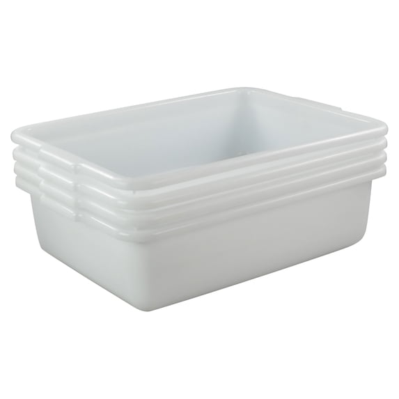 Kekow 4-Pack 22 L Commercial Bus Tubs/Bus Box, Large Plastic Tote Box, White