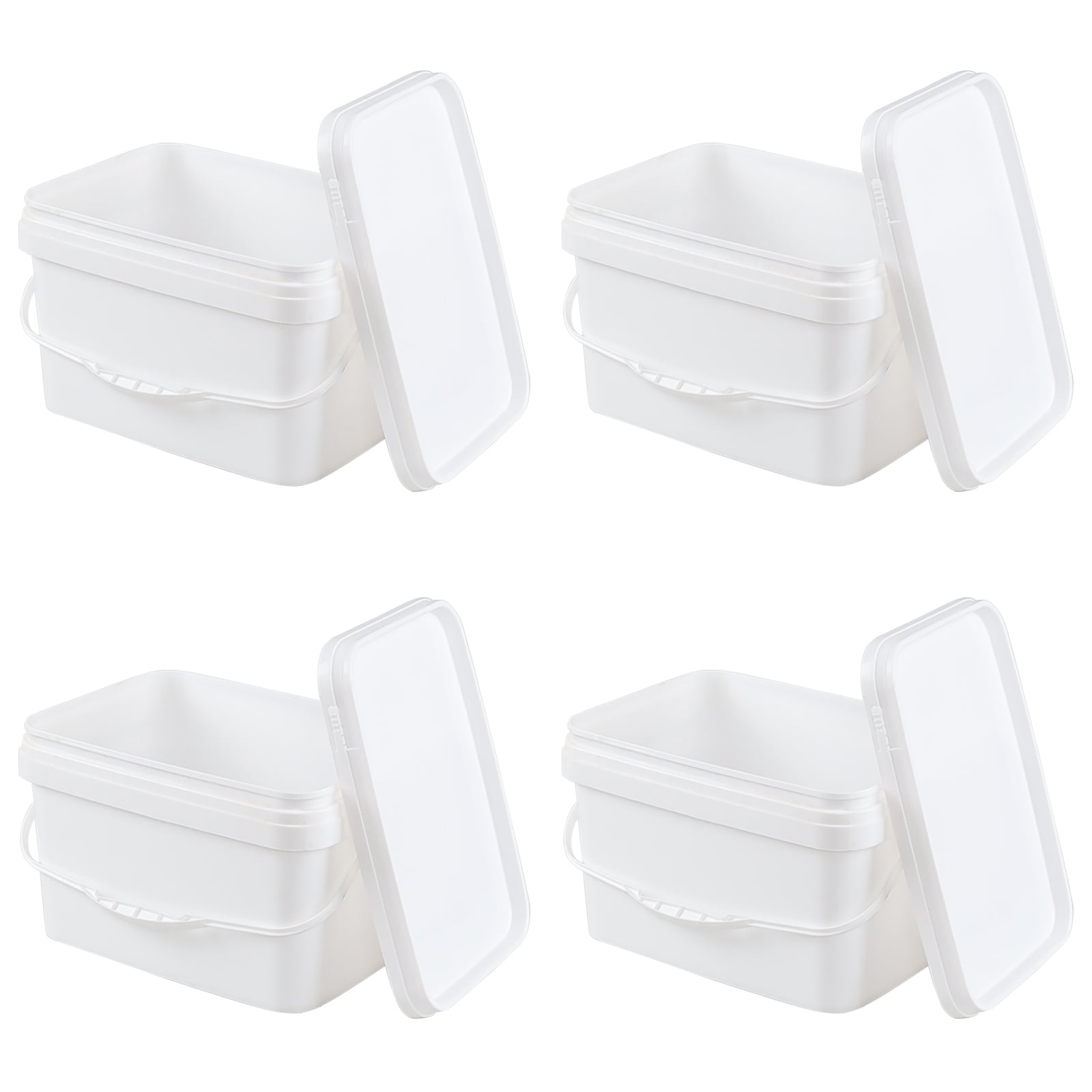 Kekow 4 Pack 3 Gallon Rectangle Plastic Bucket with Lid, Square Utility ...