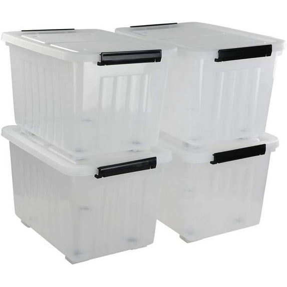 Kekow 6-Pack 10 L Plastic Storage Boxes, Clear Plastic Storage Bins with Lids