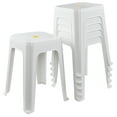 thumbnail image 1 of Kekow 6-Pack 18.7 inch Height Home Plastic Stool, Square Portable Stackable Plastic Seat Stool, White, 1 of 7