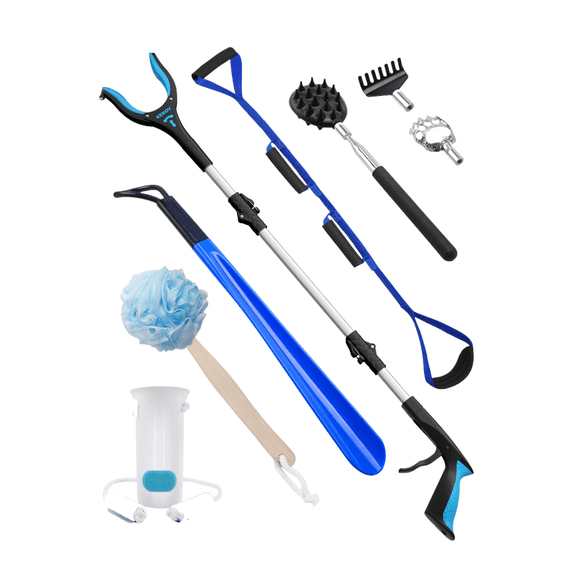 Kekoy 6-in-1 Hip and Knee Surgery Recovery Kit – Complete Post-Op Aid with 36" Grabber Reacher Tool, Bath Sponge, and Convenient Storage Bag for Enhanced Mobility and Comfort