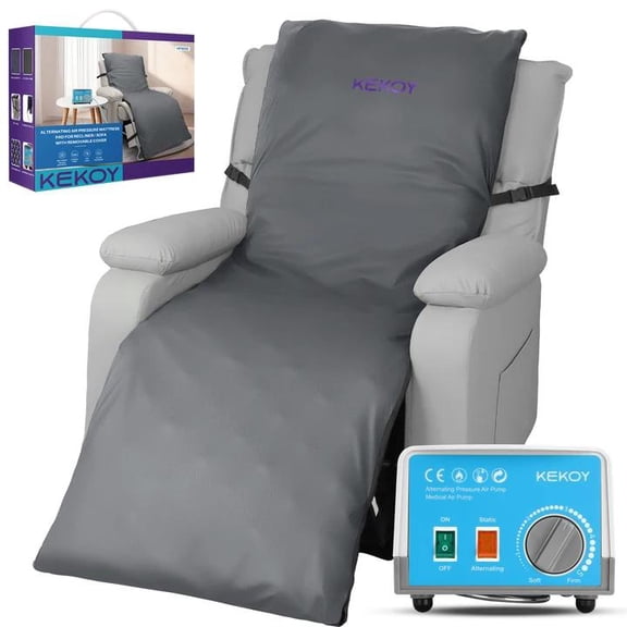 Kekoy Alternating Air Pressure Mattress Pad for Recliner Chair, Upgraded Anti-Slip Design, Pressure Relief Cushion & Bedsore Prevention for Elderly, Quiet Pump, Waterproof Cover for Home Hospital Use