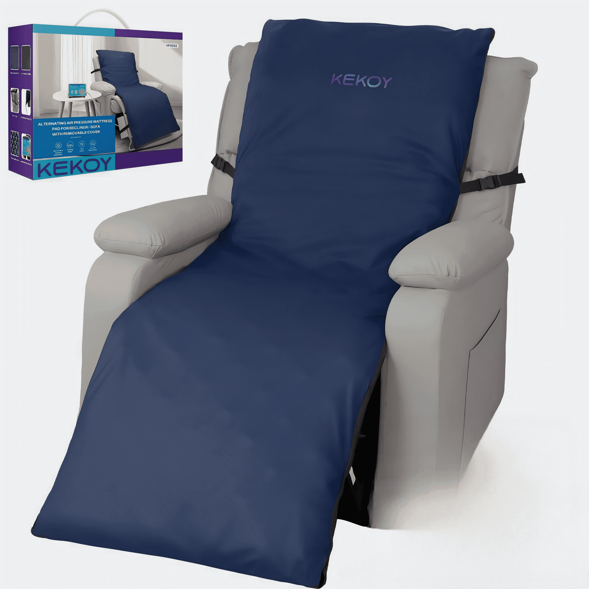 Kekoy Alternating Air Pressure Recliner Cushion - Upgrade with Anti-Slip Base & Quiet Pump, Waterproof Pressure Relief Pad for Bed Sore Prevention & Home Care