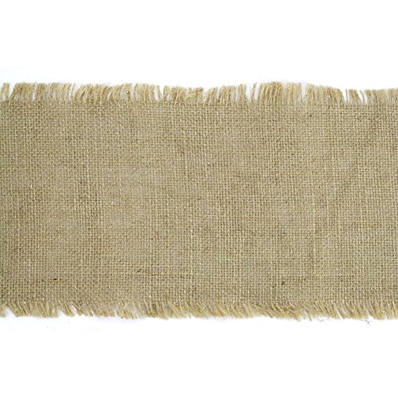 Kel-Toy Fringed Edge Burlap Ribbon with Gold Metallic Thread, 6 x10 yd., Natural