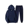 thumbnail image 1 of KelaJuan 2Pcs Men Spring Sportswear, Solid Color Hooded Long Sleeves Sweatshirt + Drawstring Slacks Suit for Boys, 11 Colors, 1 of 9