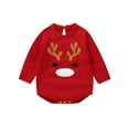 thumbnail image 1 of KelaJuan Baby Christmas Romper Long Sleeve Crew Neck Deer Print Knit Bodysuit Newborn Playsuit, 1 of 8