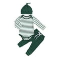 thumbnail image 1 of KelaJuan Baby Clothing Set, Long Sleeve Crew Neck Striped Romper with Pants and Hat Infant Clothes, 1 of 6