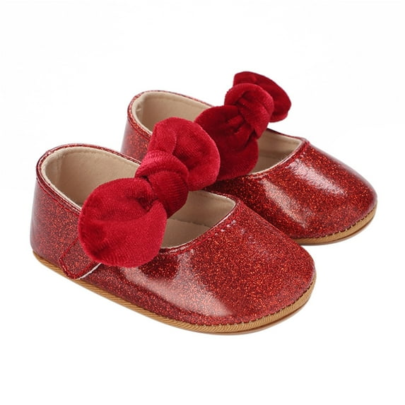 KelaJuan Baby Girl Premium PU Flats Infant Bow First Walker Crib Shoes for Party, Festival, Baby Shower