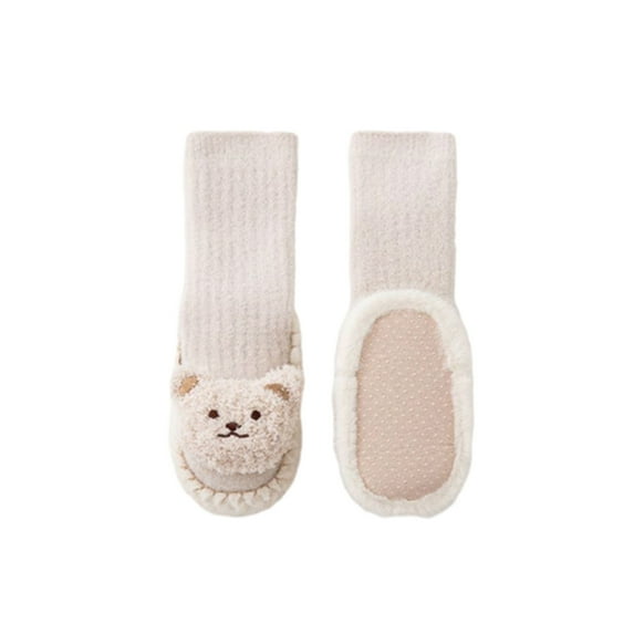 KelaJuan Baby Girl Winter Sock Shoes Soft Non-slip Cute Cartoon Bears Flats Warm Walking Shoes for Newborn Infant Toddler