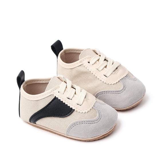 KelaJuan Baby Girls Boys Canvas Shoes, Non-slip Contrast Color Tie-up Indoor Outdoor Toddler Shoes