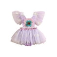 thumbnail image 1 of KelaJuan Baby Girls Romper Dress, Sweet Fly Sleeve Flower Tie-up Tulle Bodysuit Summer Clothes, 1 of 6