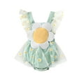 thumbnail image 1 of KelaJuan Baby Girls Rompers Dress Daisy Print Fly Sleeve Backless Mesh Tulle Skirt Hem Toddler Bodysuits Summer Clothes with Headband, 1 of 6