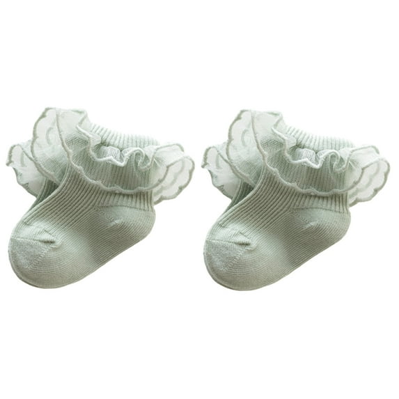 KelaJuan Baby Socks for Girls Lace Ruffles Toddler Sweet Anti-Skid Princess Socks Spring Fall Cute Kids Socks