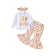 thumbnail image 1 of KelaJuan Big Sister Little Sister Matching Outfits Toddler Long Sleeve Romper/Sweatshirt with Flower Flare Pants and Headband, 1 of 6