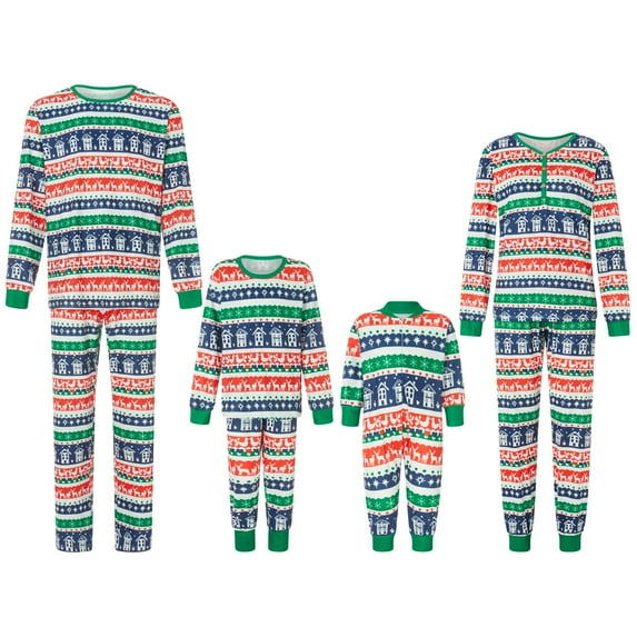 KelaJuan Christmas Family Pajamas Matching Set Elk Snowflake Print Long Sleeve Tops and Elastic Band Pants Sleepwear