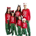 thumbnail image 1 of KelaJuan Family Matching Christmas Pajamas, Letter Print Long-Sleeved Tops + Cartoon Crutches Pattern Trousers Sleepwear Outfits, 1 of 7