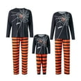thumbnail image 1 of KelaJuan Halloween Family Matching Pajamas Set, Long Sleeve Spider Web Print T-shirt + Striped Pants, 1 of 6
