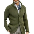thumbnail image 1 of KelaJuan Men Long Sleeve Cardigan Solid Color Stand Collar Button Down Sweaters Fall Winter Knitted Coats with Pockets, 1 of 6