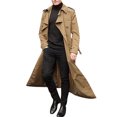 thumbnail image 1 of KelaJuan Men's Long Windbreaker Solid Color Double-Breasted Trench Coat Trend Casual Personality Temperament Jacket with Belt, 1 of 7