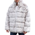 thumbnail image 1 of KelaJuan Men's Luxury Faux Fur Coat Jacket Stand Collar Open Front Long Sleeve Winter Warm Coats Overcoat Outwear, 1 of 6