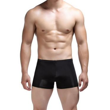KelaJuan Men's Underwear Solid Color Moisture-Wicking Breathable Ice Silk Boxer Briefs Elastic Short Leg Underpants