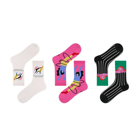 KelaJuan Novelty Combed Cotton Crew Socks Funny Colorful Cartoon Pattern Print Socks for Women Men