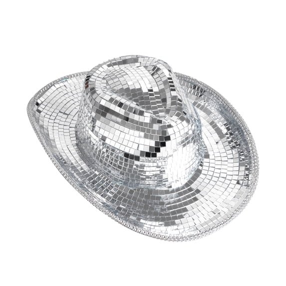 KelaJuan Silver LED Cowgirl Hat Rave Prom Party Light Up Hat Western Glow Cowboy Hat