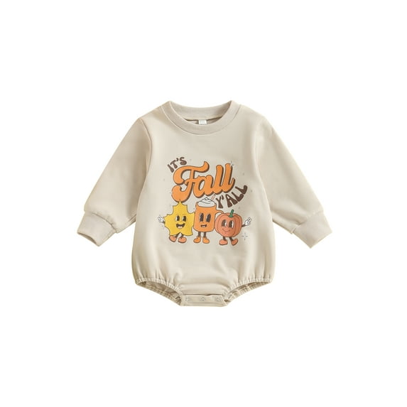KelaJuan Toddler Baby Sweatshirt Rompers Halloween Pumpkin Print Long Sleeve Jumpsuit for Newborn Infant Cute Fall Clothes