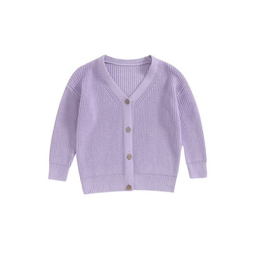 KelaJuan Toddler Girl Autumn Knit Cardigan, Solid Color V-Neck Long Sleeve Button Front Warm Coat