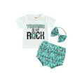 thumbnail image 1 of KelaJuan Toddler Girls Clothes, Short Sleeve Round Collar Bull Print Tops Short Pants Headband Casual Outfits, 1 of 8