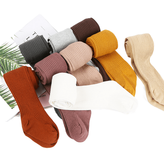 KelaJuan Toddler Girls Knit Cotton Tights Candy Colors Thread Crochet Pantyhose Warm Soft Ribbed Stockings Autumn Winter Long Socks