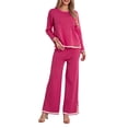 thumbnail image 1 of KelaJuan Women 2 Piece Knitted Outfits Contrast Color Loose Sweater and Elastic Pants Set Streetwear Aesthetic Clothes, 1 of 6